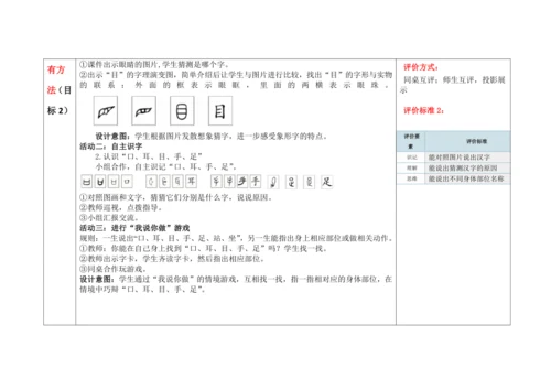 《口耳目手足》教学设计