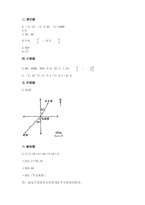 吉林市磐石市六年级下册数学期末测试卷完美版.docx