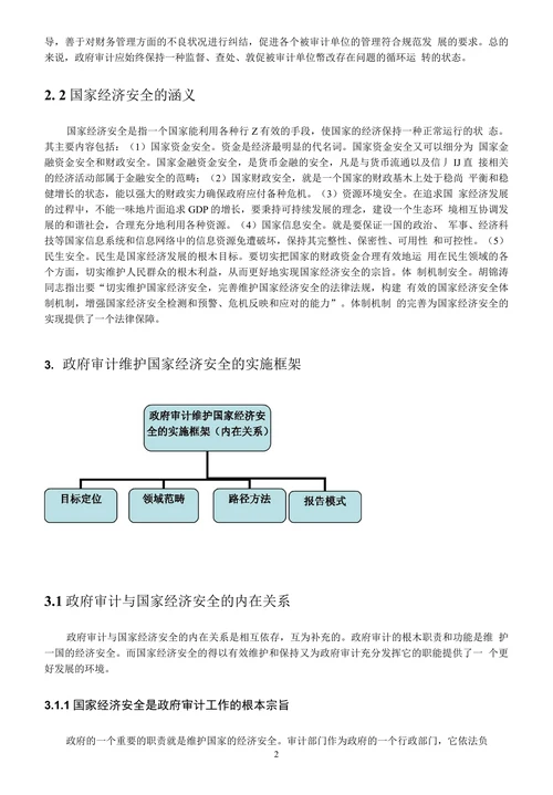 政府审计维护国家经济安全的实施框架和功效分析