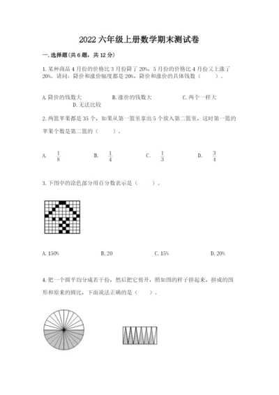 2022六年级上册数学期末测试卷附完整答案（典优）.docx