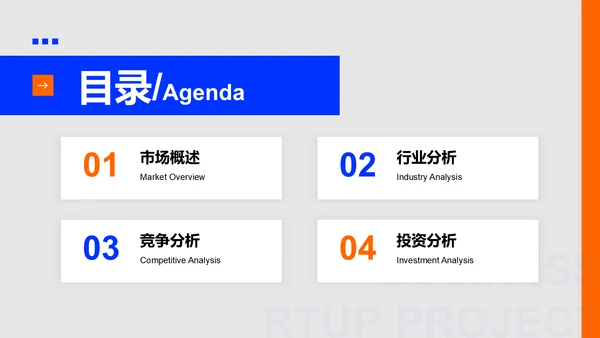 蓝色扁平风创业项目市场分析报告PPT模板