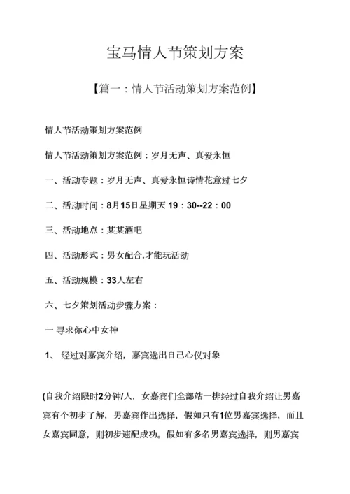宝马情人节专业策划专项方案.docx