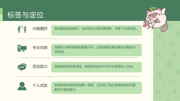 团团猫卡通风学生自我介绍