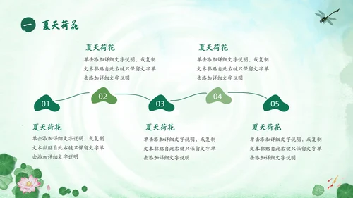 绿色荷花荷叶卡通中国风你好夏天PPT