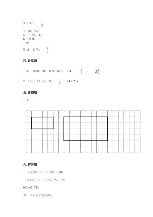 六年级下册数学期末测试卷附解析答案.docx