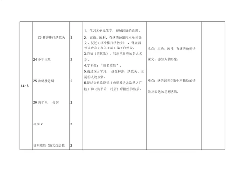第九册语文教学计划