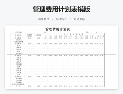 管理费用计划表模版