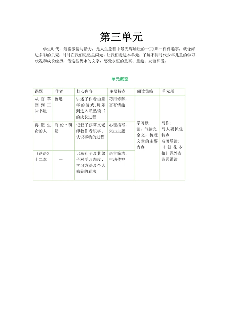 第三单元 第九课 从百草园到三味书屋-【教材解读】2022-2023学年人教部编版语文七年级上册