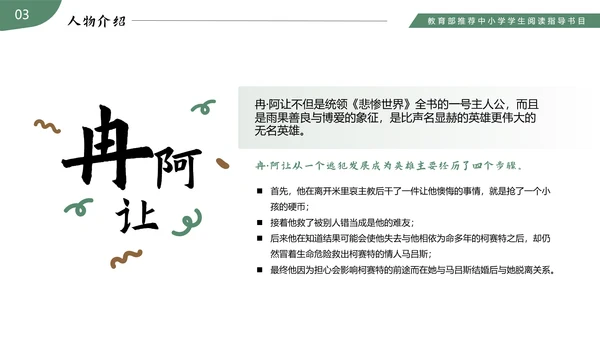 《悲惨世界》读书分享名著导读PPT模板