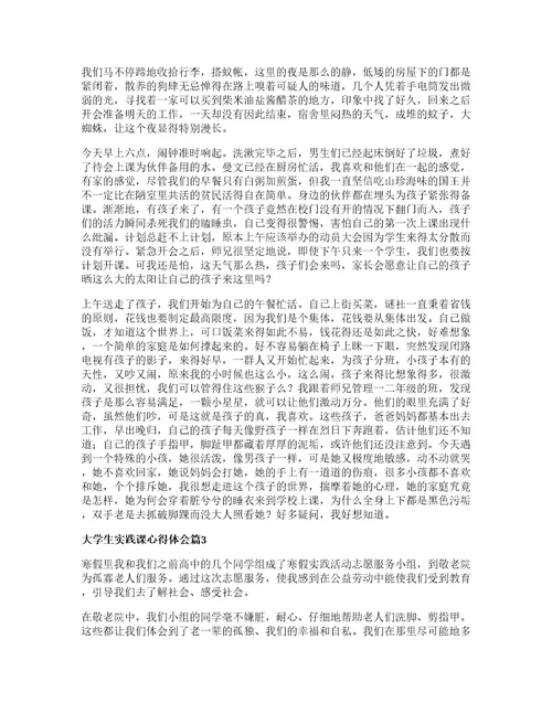 大学生实践课心得体会模板7篇