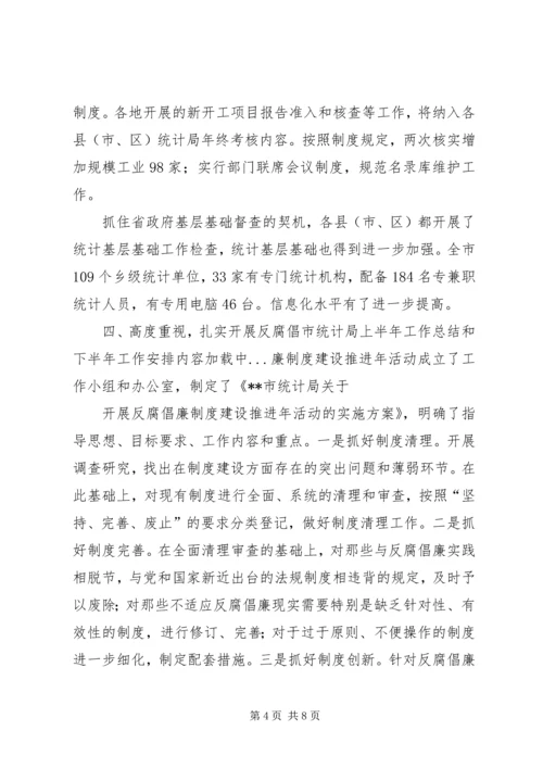 市统计局上半年工作总结和下半年工作安排.docx