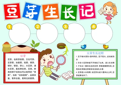 植物手抄报豆芽生长记小报豆芽生长记录小报线描