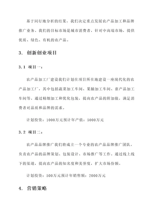 农家创新创业计划书