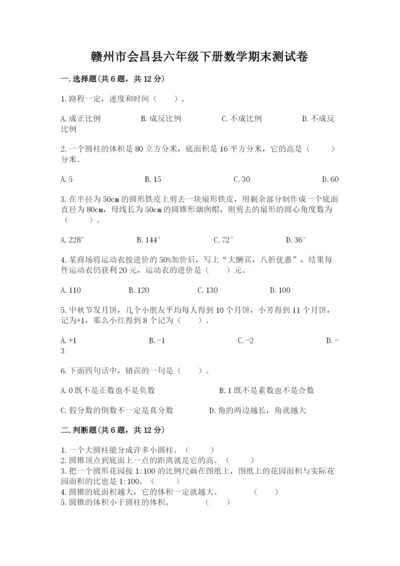 赣州市会昌县六年级下册数学期末测试卷学生专用.docx