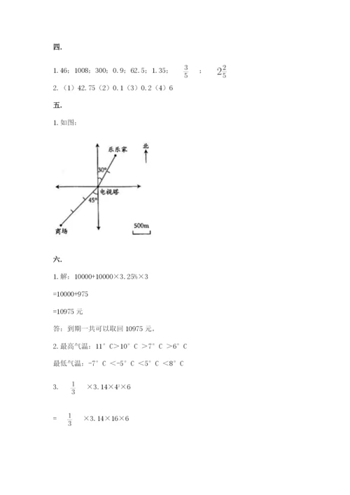 人教版六年级数学下学期期末测试题精品【b卷】.docx