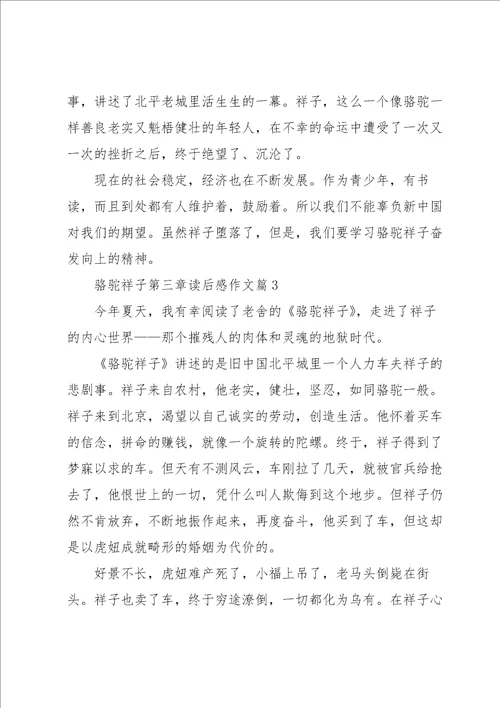 骆驼祥子第三章读后感作文9篇