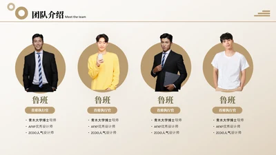 卡其色商务风公司团队介绍多人介绍页