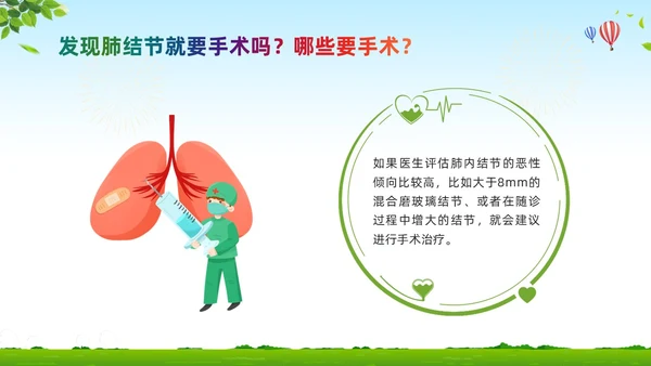 绿色卡通肺结节科普宣教PPT模板宣传PPT动态PPT健康宣教