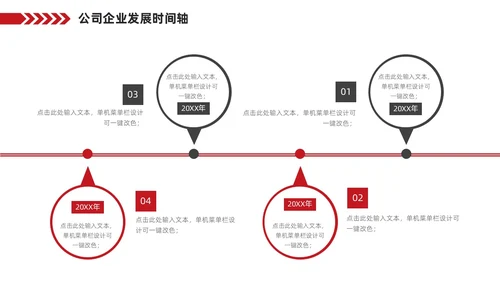 红色企业公司发展历程大事记时间轴PPT图表