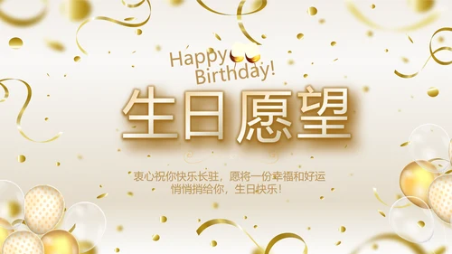金色时尚生日快乐纪念册电子相册动态PPT模板