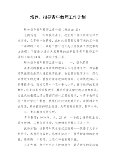 培养、指导青年教师工作计划.docx