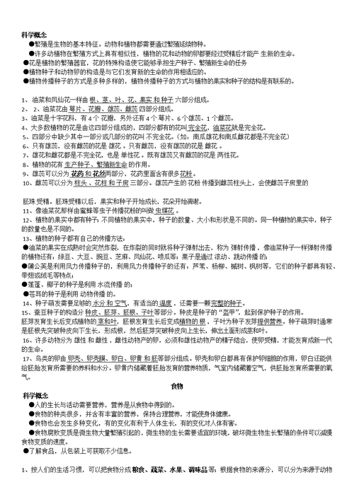 小学科学概念及重点知识点总汇(0002)