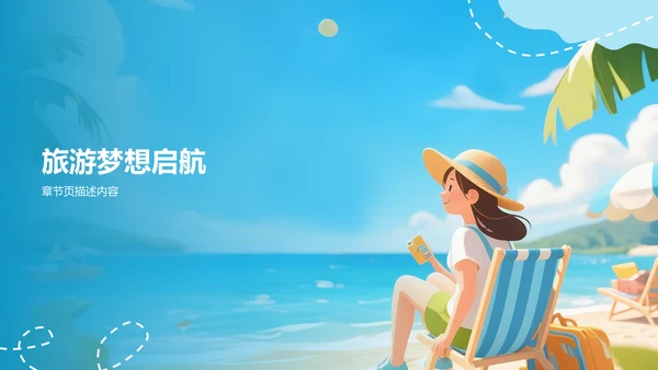 蓝色3D风旅行计划PPT模板