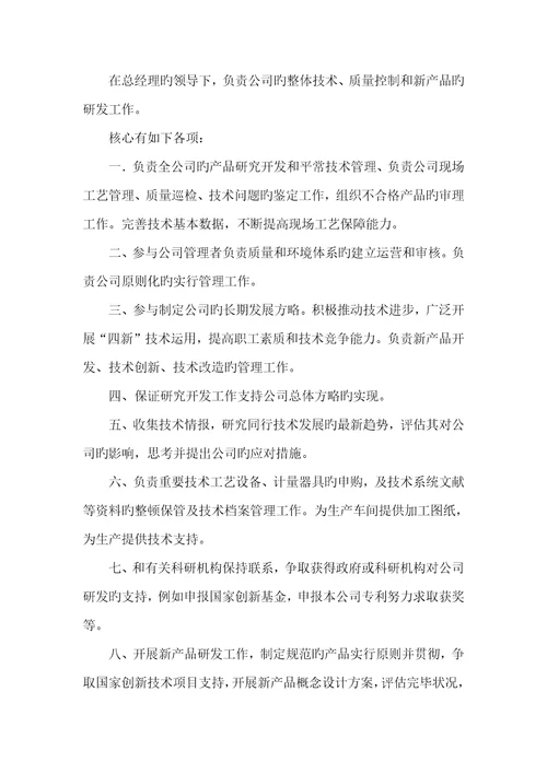 2022年技术总监岗位职责