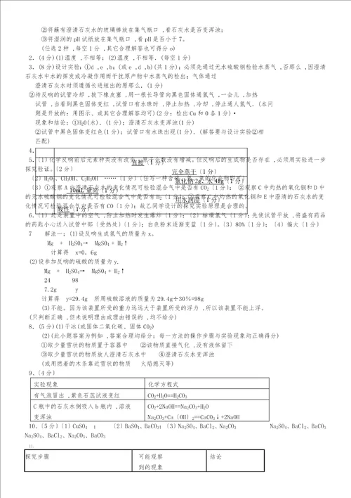 九年级化学探究题