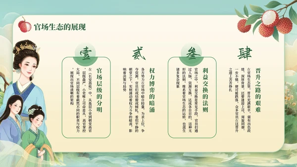 绿色国风《长安的荔枝》读书分享PPT模板