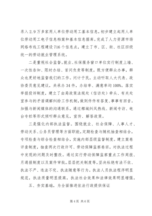 人社局依法行政工作报告.docx