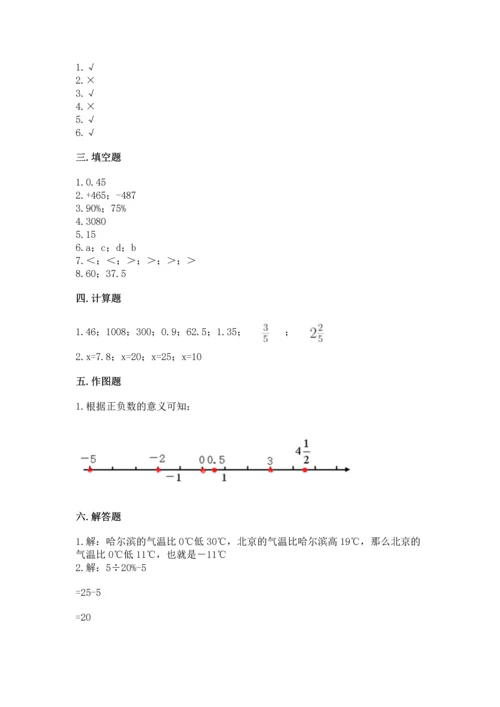 小学数学试卷六年级下册期末测试卷附答案（黄金题型）.docx