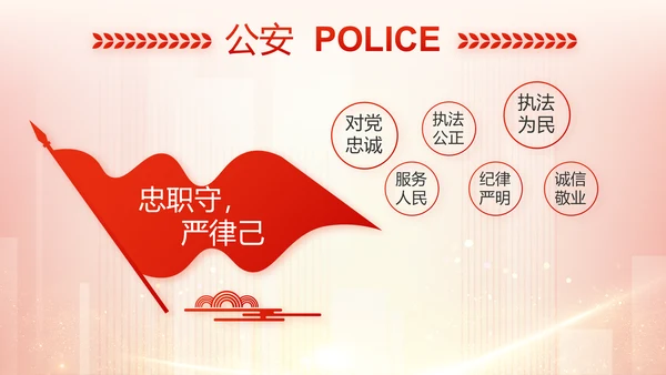 红色大气公安警察工作总结计划PPT