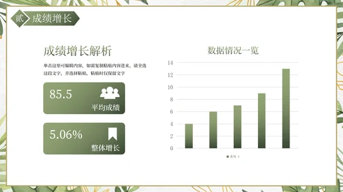 卡通小清新植物花卉期末家长会PPT模板