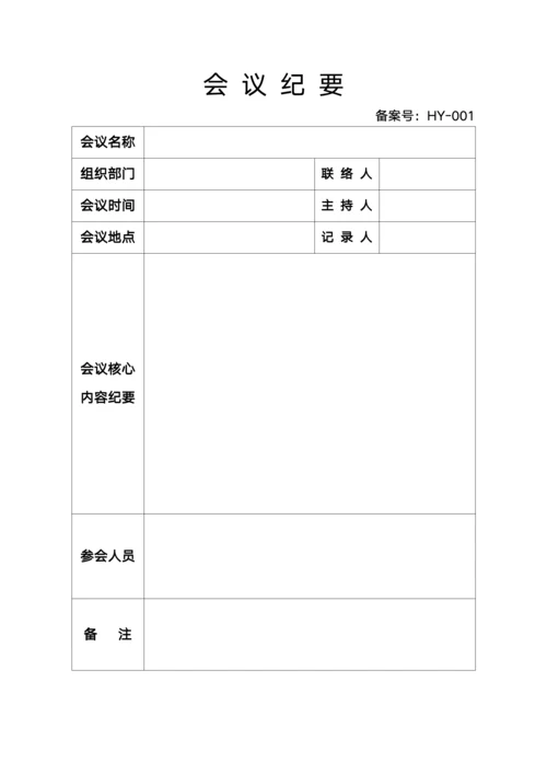 会议纪要标准版