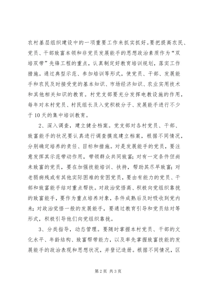 村党支部“双培双带”先锋工程工作计划 (3).docx