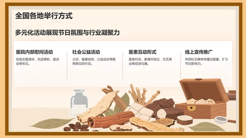 红色插画风中国医师节科普介绍PPT模板