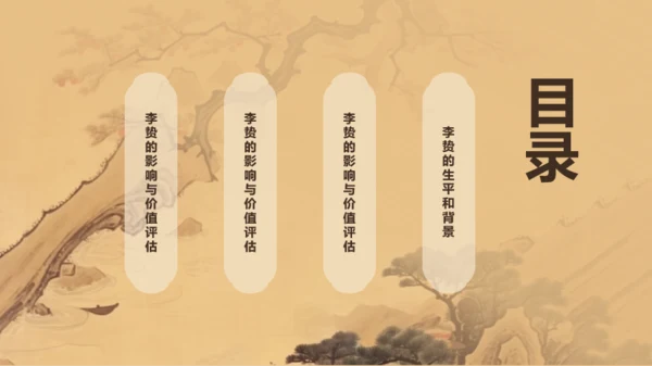 黄色中式国风李贽人物介绍PPT模板