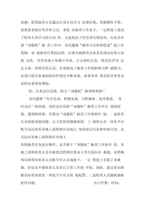 全面开展双随机一公开自查报告