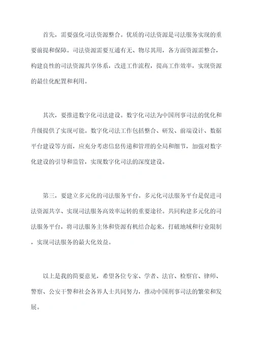 在刑事研讨会上的讲话稿