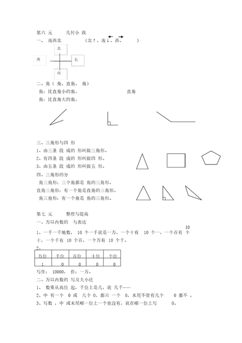 沪教版二年级下册数学知识点总结计划