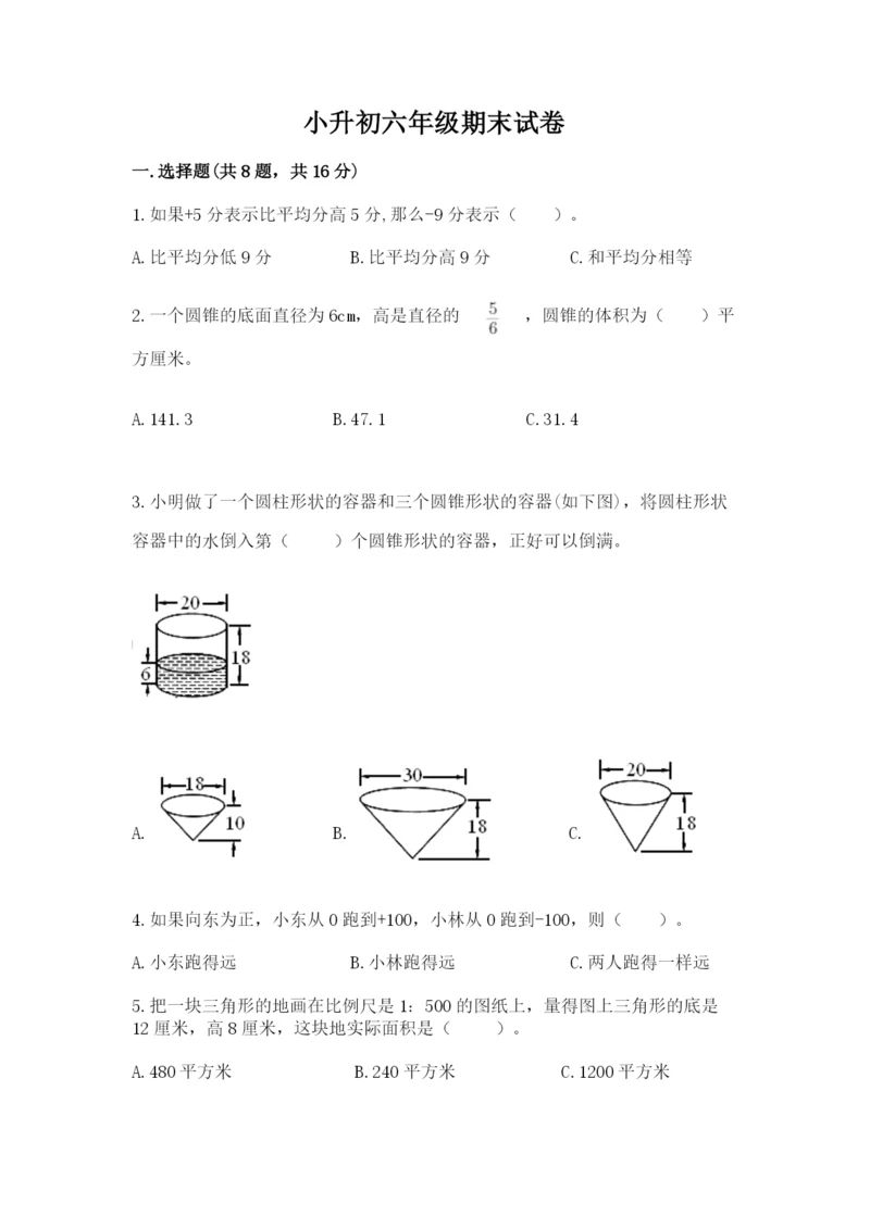 小升初六年级期末试卷（b卷）.docx