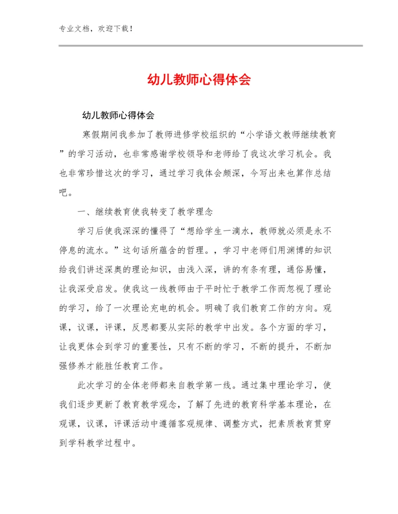 幼儿教师心得体会优选例文29篇.docx