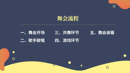 蓝色孟菲斯风校园毕业舞会主持PPT模板