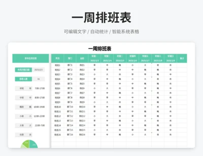 一周排班表