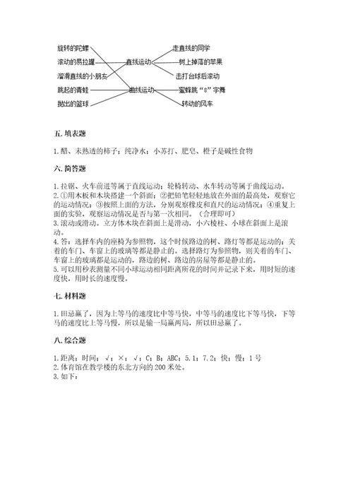 教科版科学三年级下册第一单元《物体的运动》测试卷（网校专用）