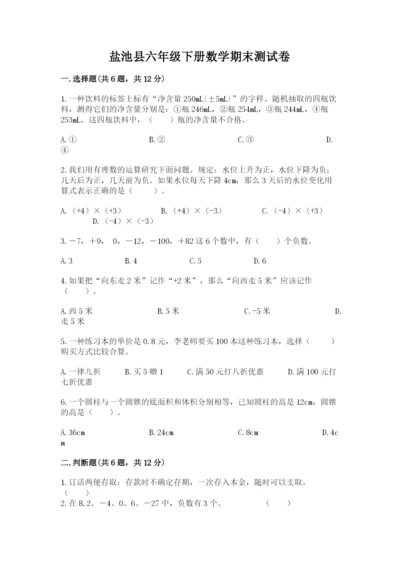 盐池县六年级下册数学期末测试卷（预热题）.docx