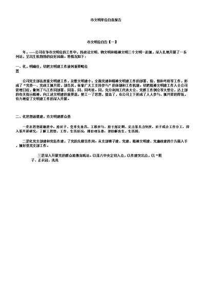 市文明单位自查报告总结计划