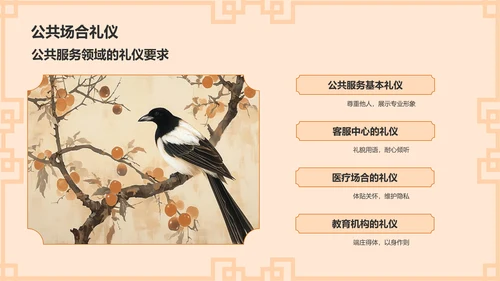 橙色水墨风文化礼仪PPT模板