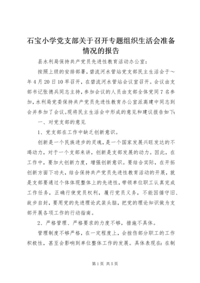 石宝小学党支部关于召开专题组织生活会准备情况的报告 (4).docx